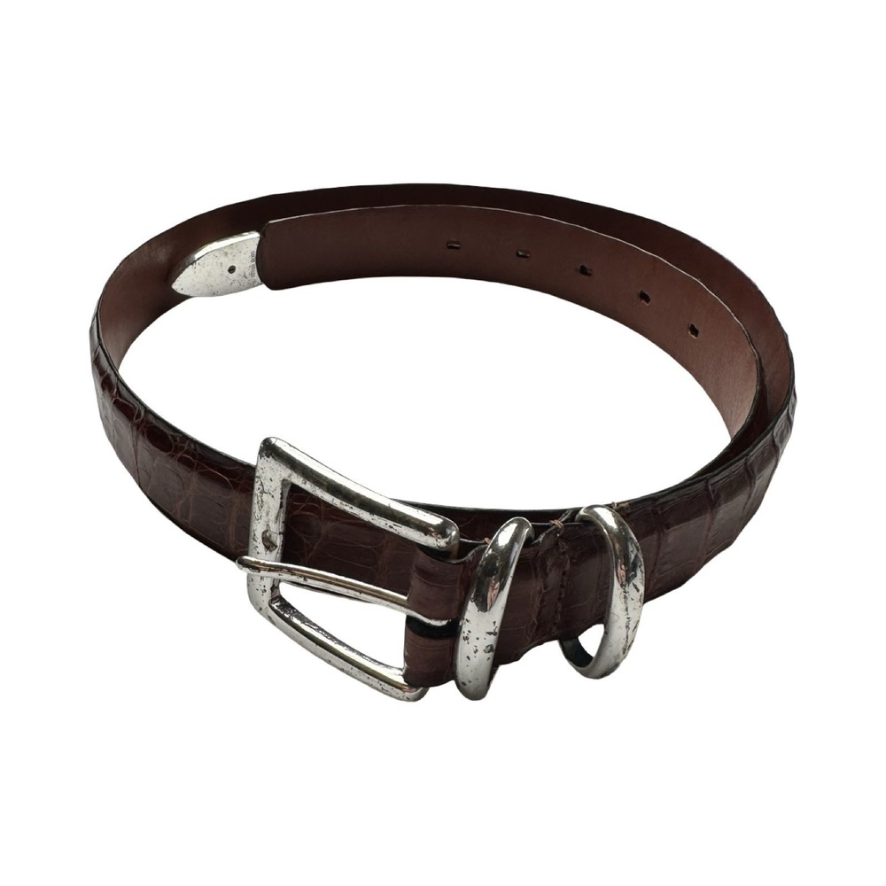 Bespoke Brown Genuine Crocodile Mens 1.25 Inch Belt Size 34 Made in USA